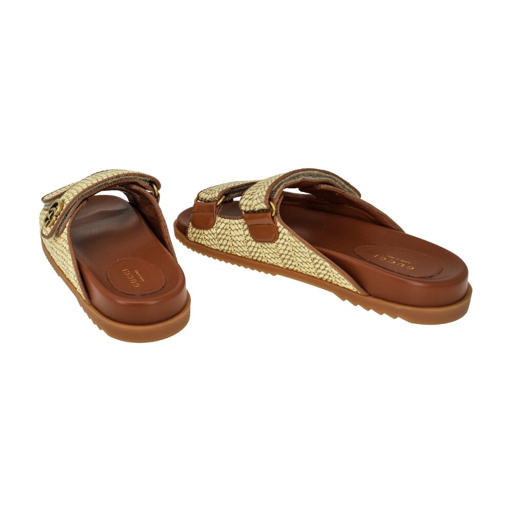 Gucci Moritz Raffia Slide Sandals - Picture 3 of 7
